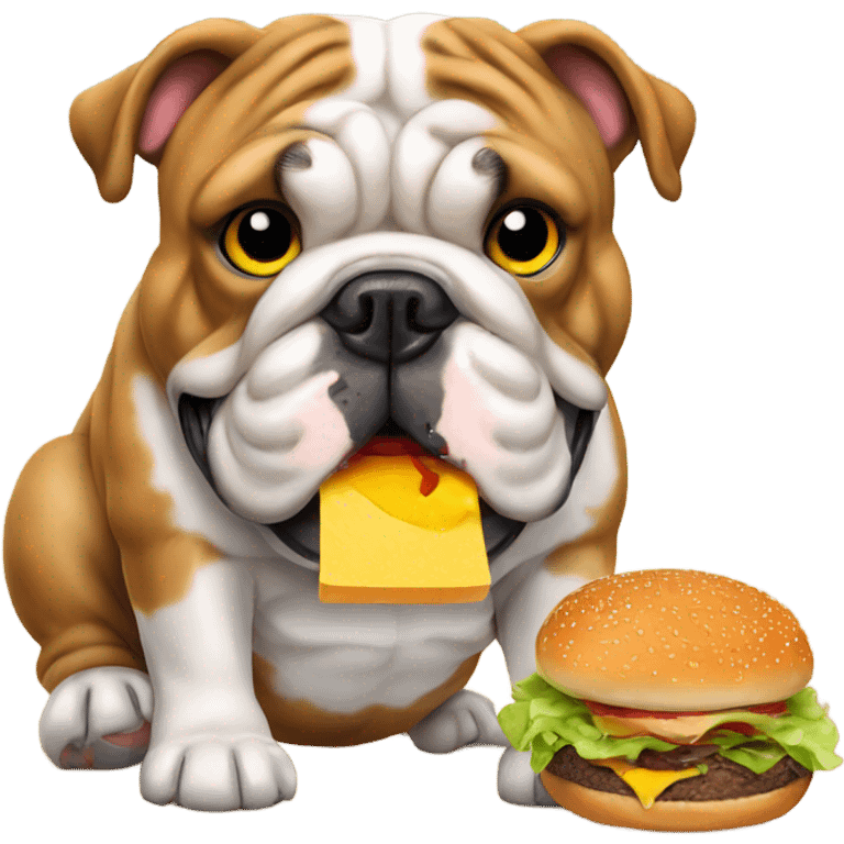 English bulldog eat burger  emoji