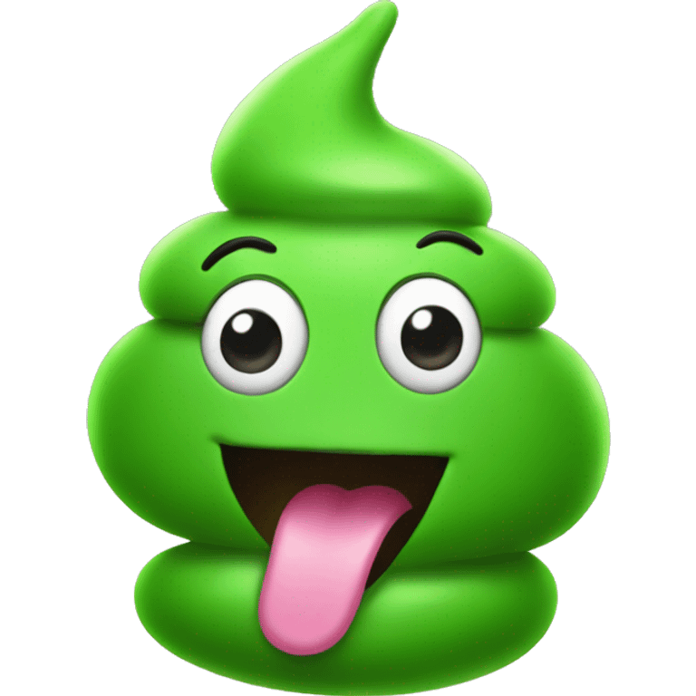 green poop with tongue smiley emoji