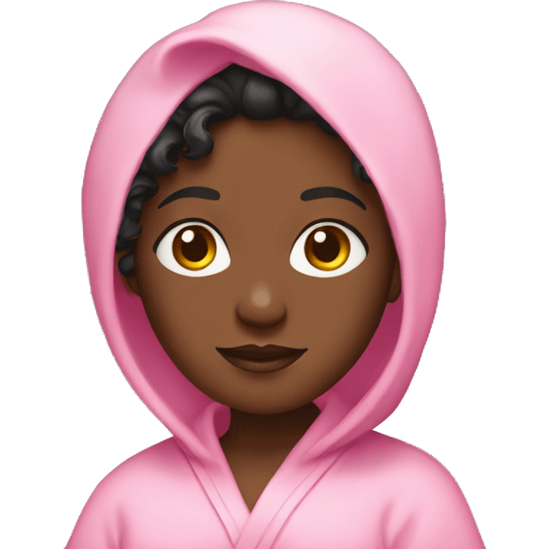 Black girl in pink robe emoji