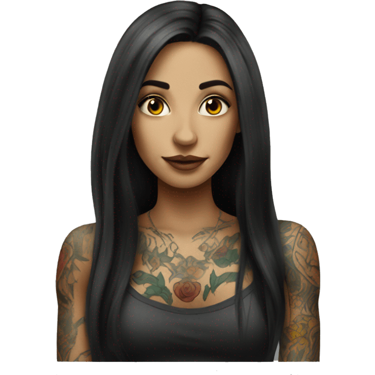 tattooed woman very attractive long hair emoji