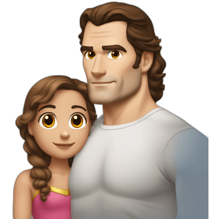 Henry Cavill qui embrasse une fille au cheveux brun emoji