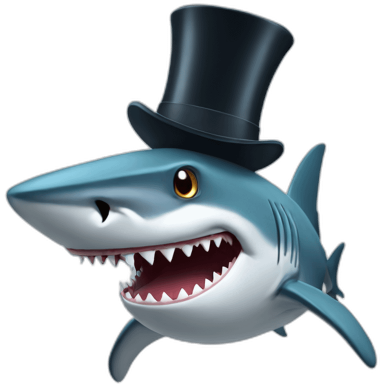 Shark with a top hat emoji