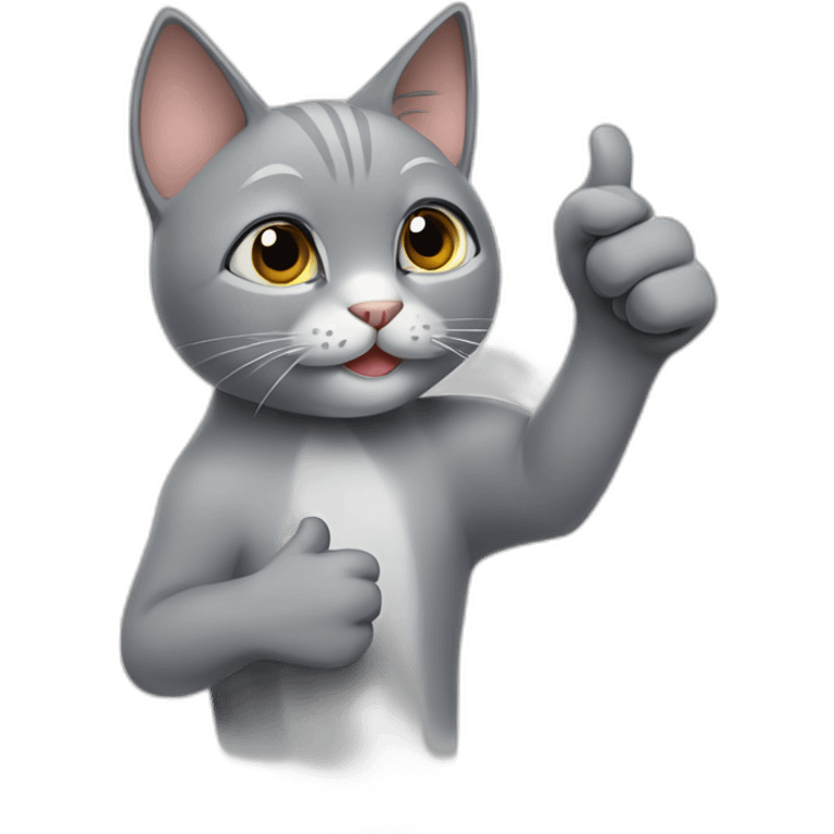 a gray cat saying it's ok with a big thumbs up on his hand emoji