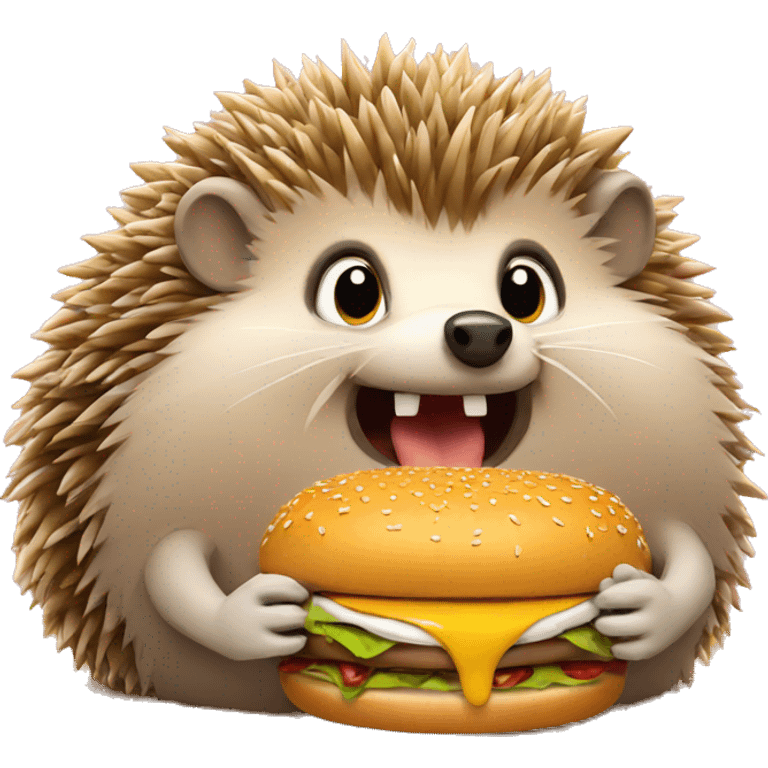 Hedgehog eating burger emoji