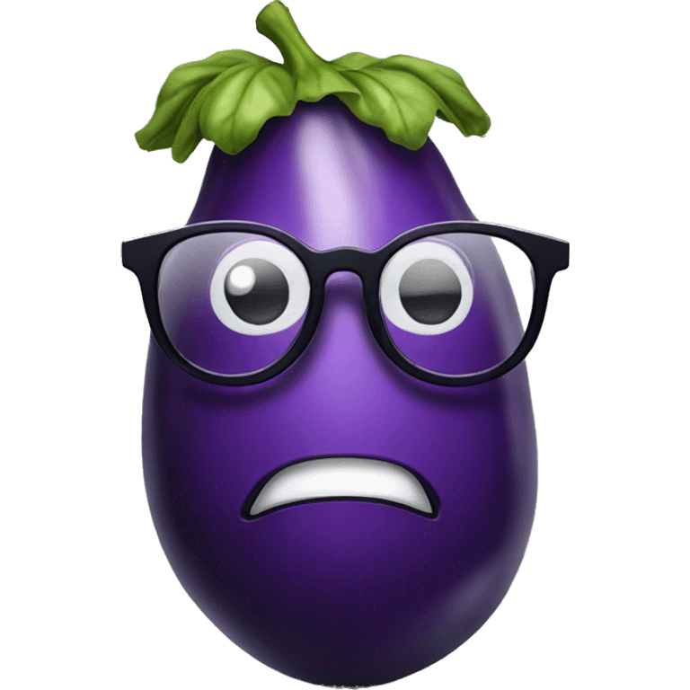 Eggplant with glasses emoji