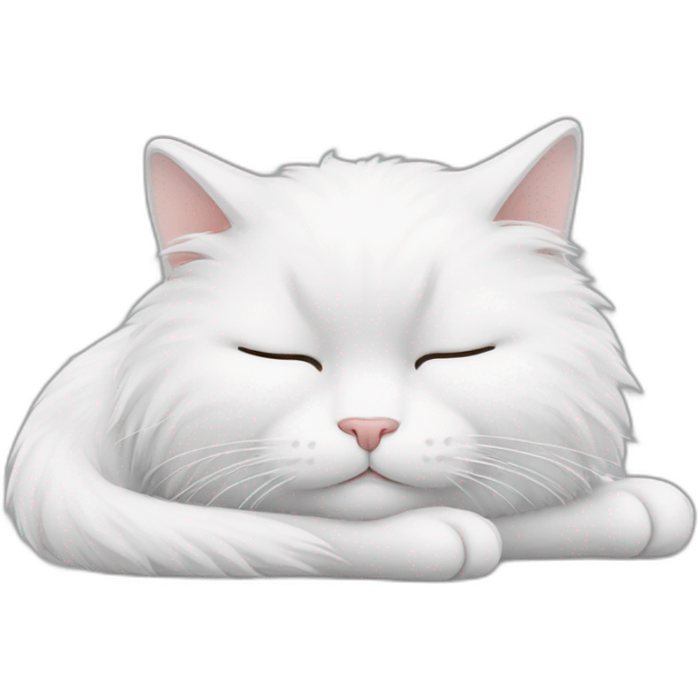 white fuzzy cat sleeping emoji