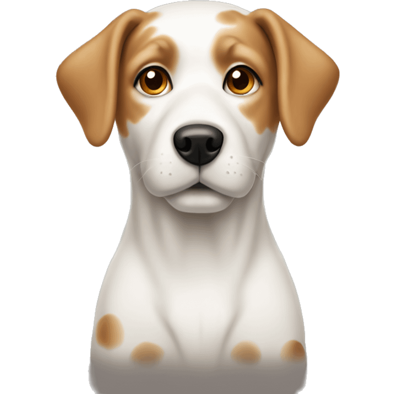 White dog with light brown spots on ears  emoji