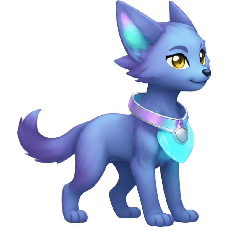 Shiny Anthro Sona Fakemon Nebula with a collar Full Body emoji