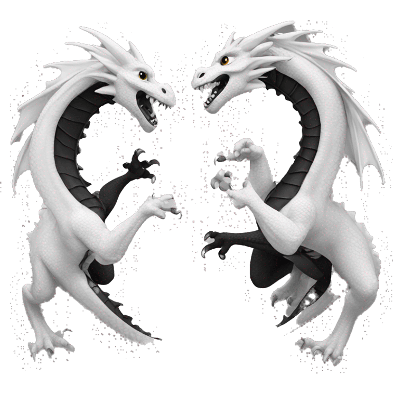 Two dragons fighting black white  emoji