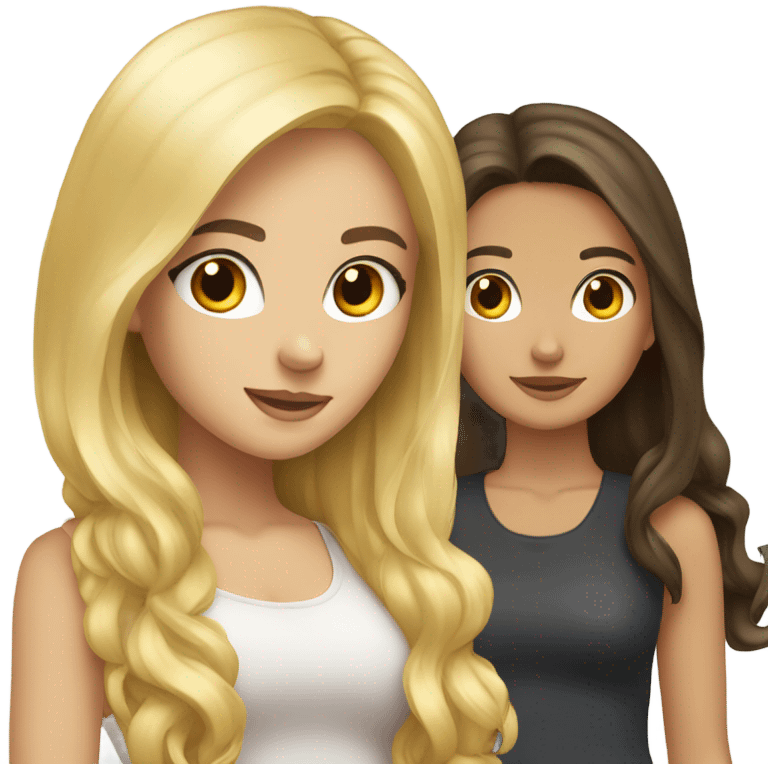 Best friends blonde girl and brunette girl emoji