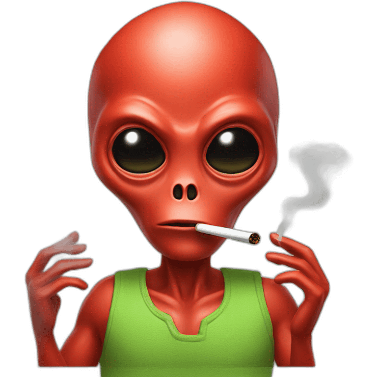 Alien with a red hawaian shirt smoking  emoji