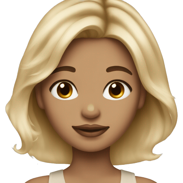 blonde balayage hair woman with a teddy bear emoji