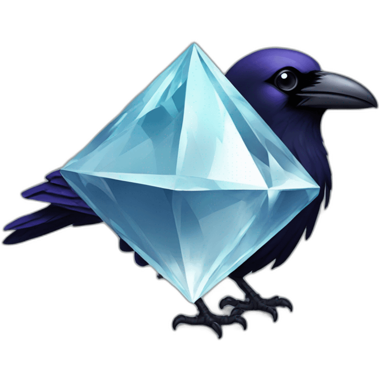 raven holding a diamond in its beak emoji