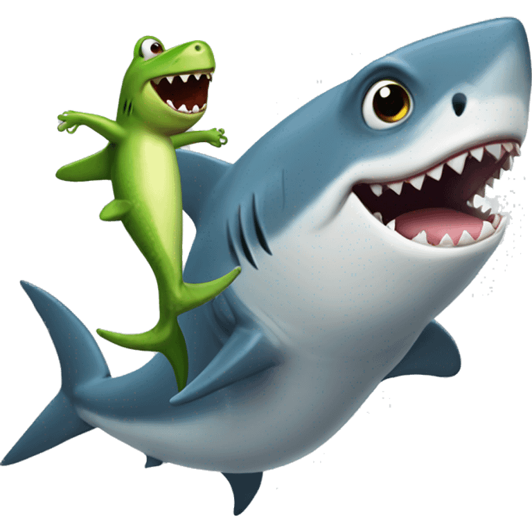 A shark dancing with frog emoji