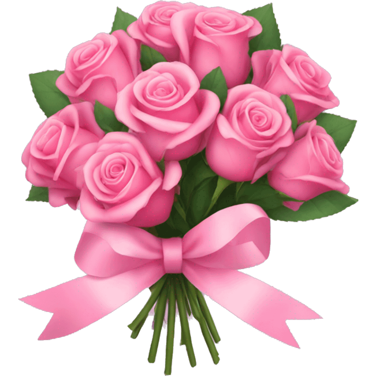 pink rose bouquet with pink ribbons  emoji