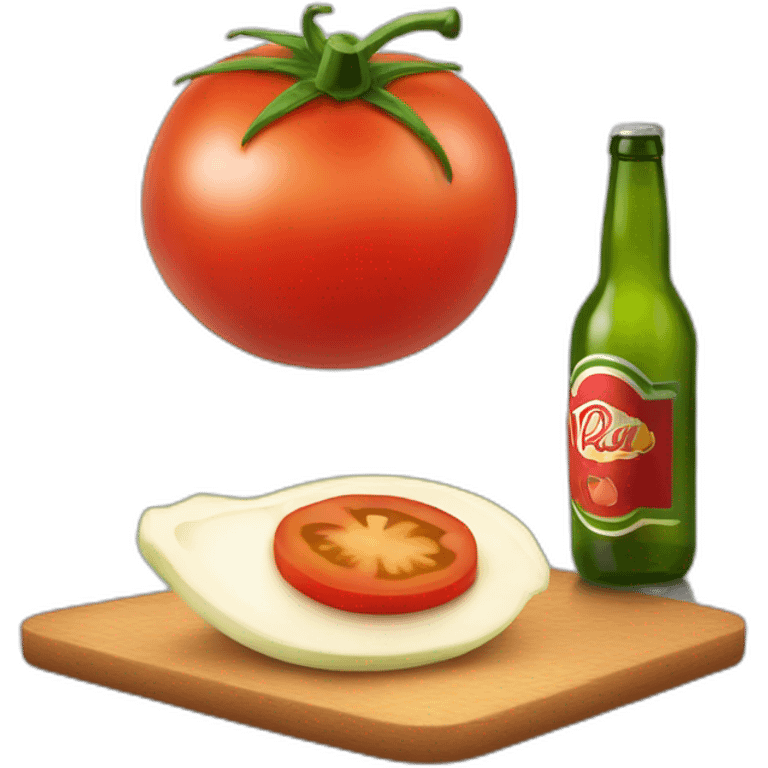 Une tomate qui boit une bière emoji