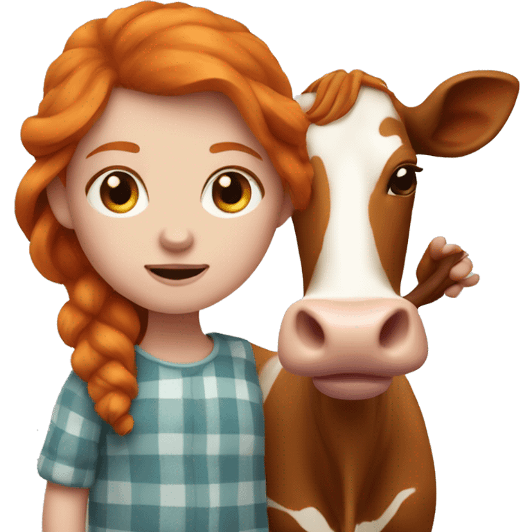 Ginger girl with a cow  emoji