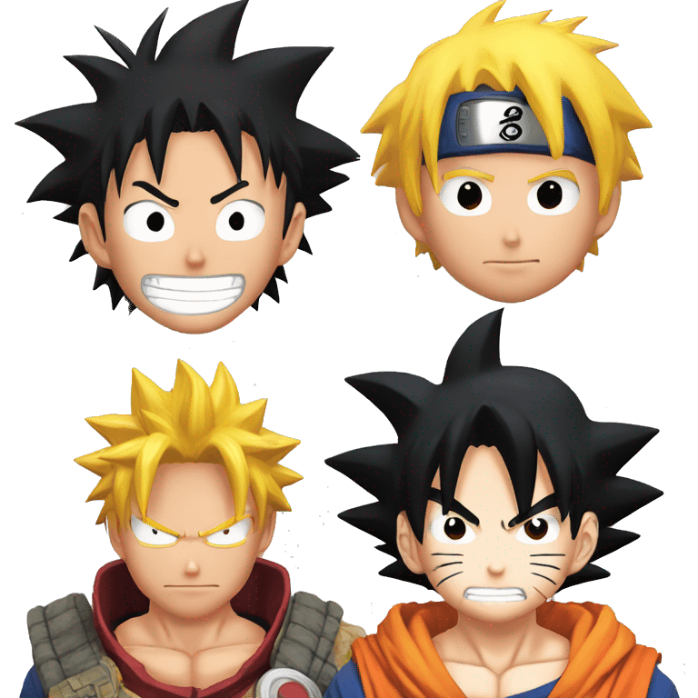 Luffy Goku et Naruto en amie  emoji