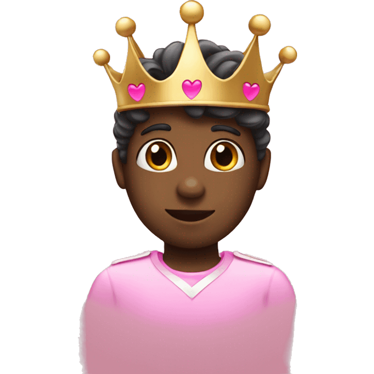 Black emoji with a crown and pink hearts  emoji