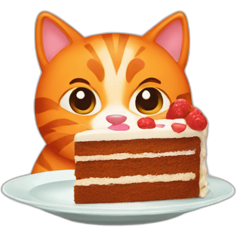 Orange cat eating cake emoji