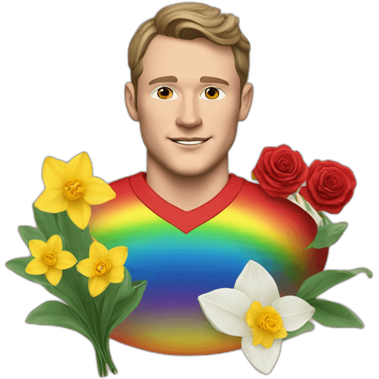 Jonathan Toews as rainbow seal with daffodils and roses emoji