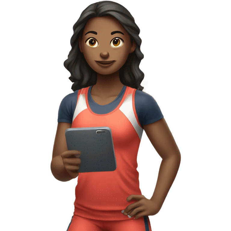 girl in sports attire texting emoji