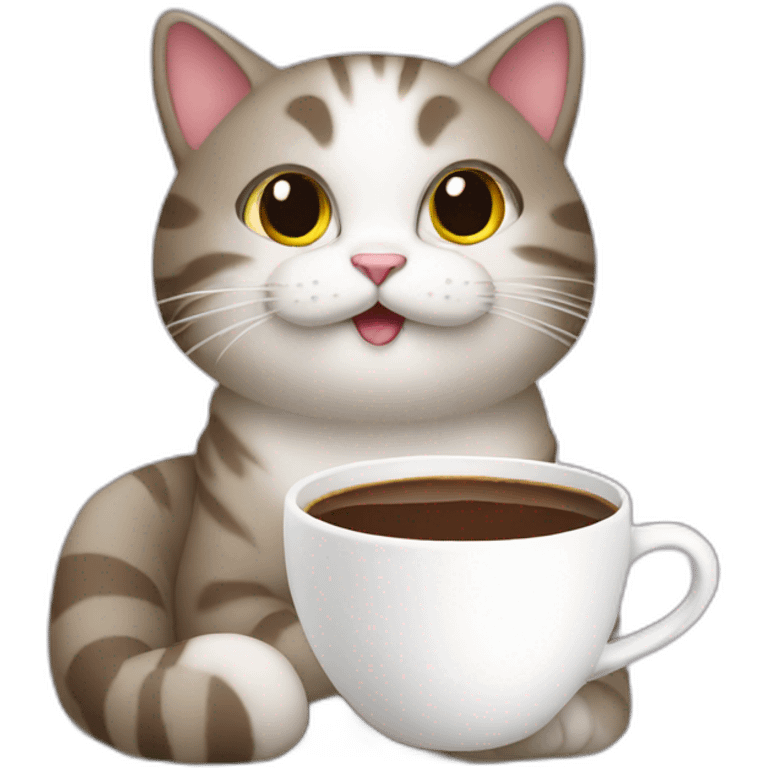 cat holding coffee cup emoji