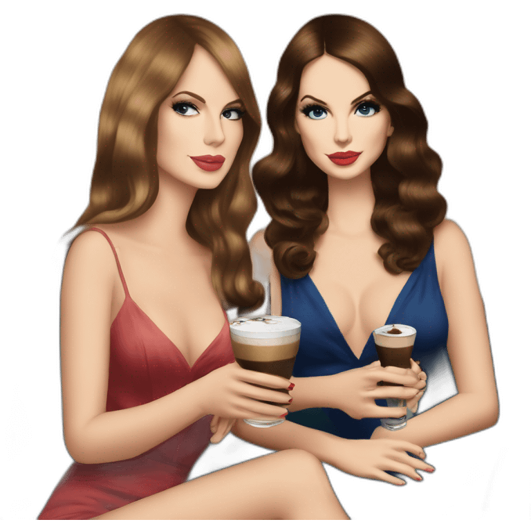 Lana del Rey & Taylor swift drinking espresso martini coco emoji