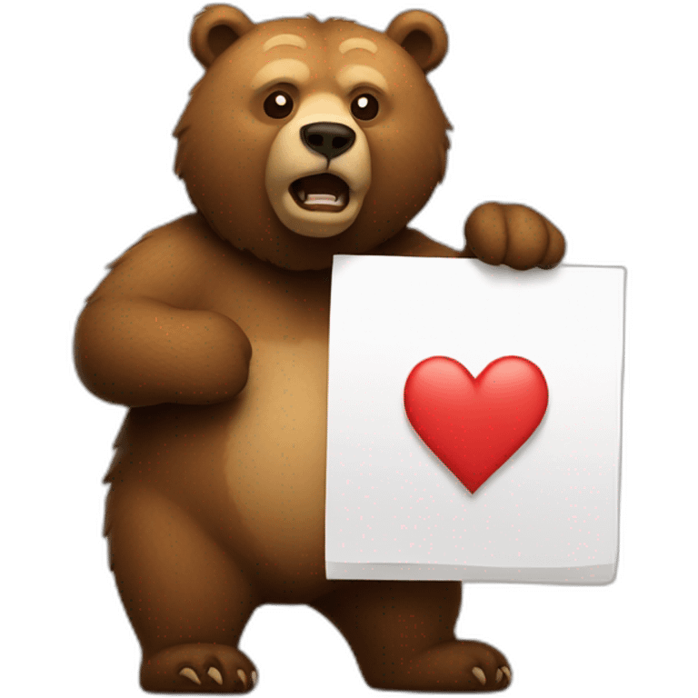 bear holding a rejected sign emoji