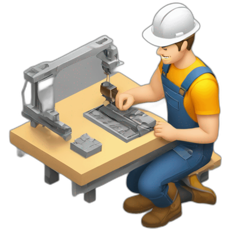 isometric freelance fabricator working making product emoji