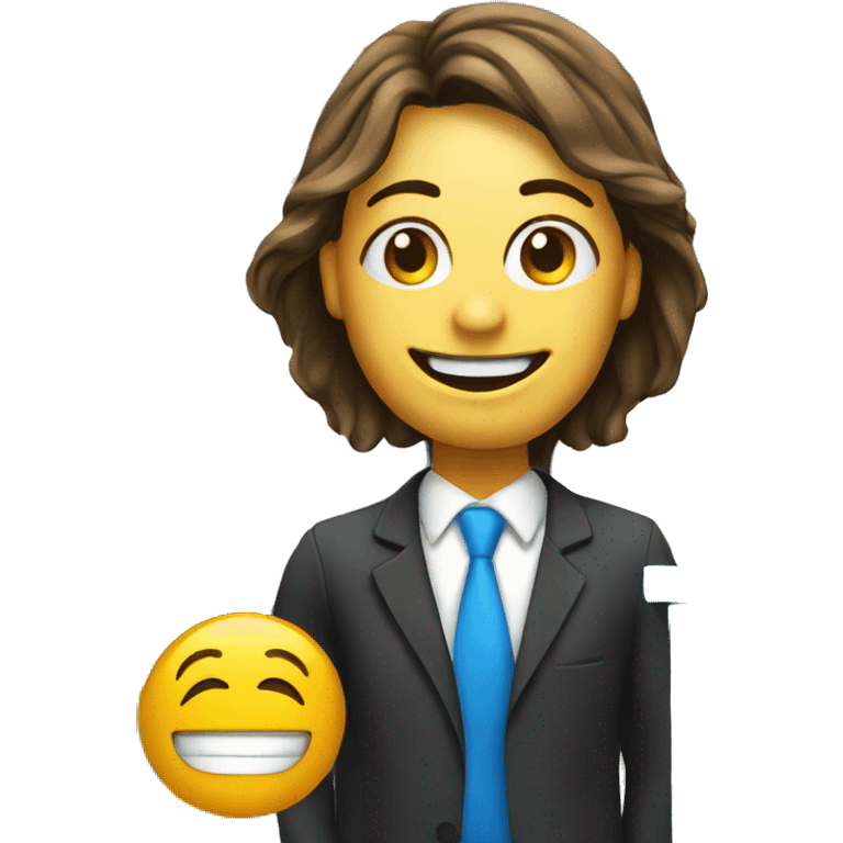 Real estate agent in front of a house with for sale sign  emoji