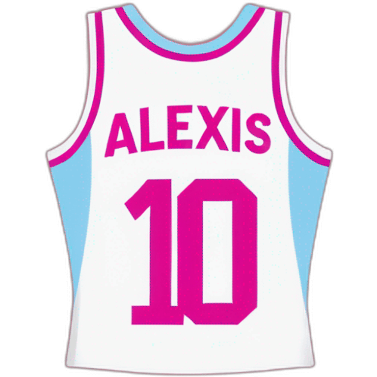 Maillot de basket rose avec comme nom Alexis et comme numéro 16 emoji