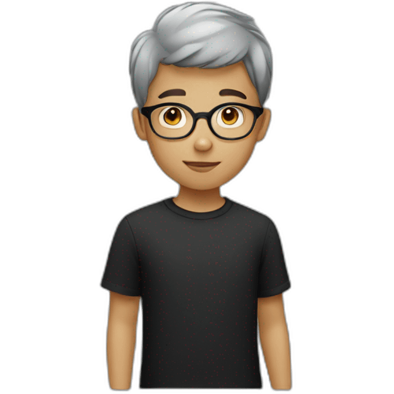 boy with fine circular glasses and short hair wearing a black shirt emoji