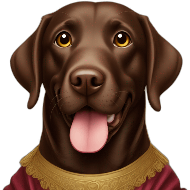 chocolate brown labrador happy in renaissance outfit emoji