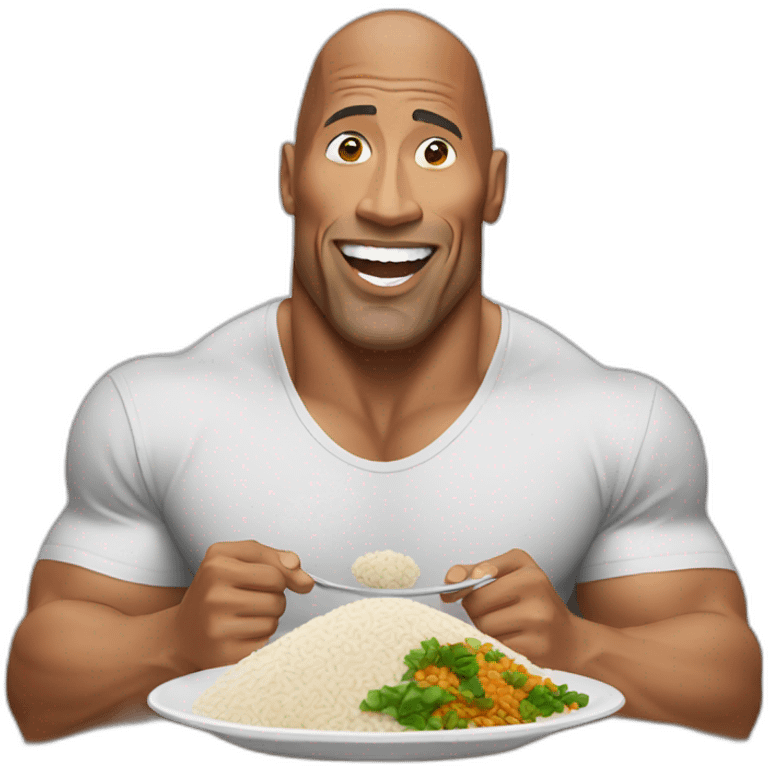 Dwayne Johnson eating rice emoji