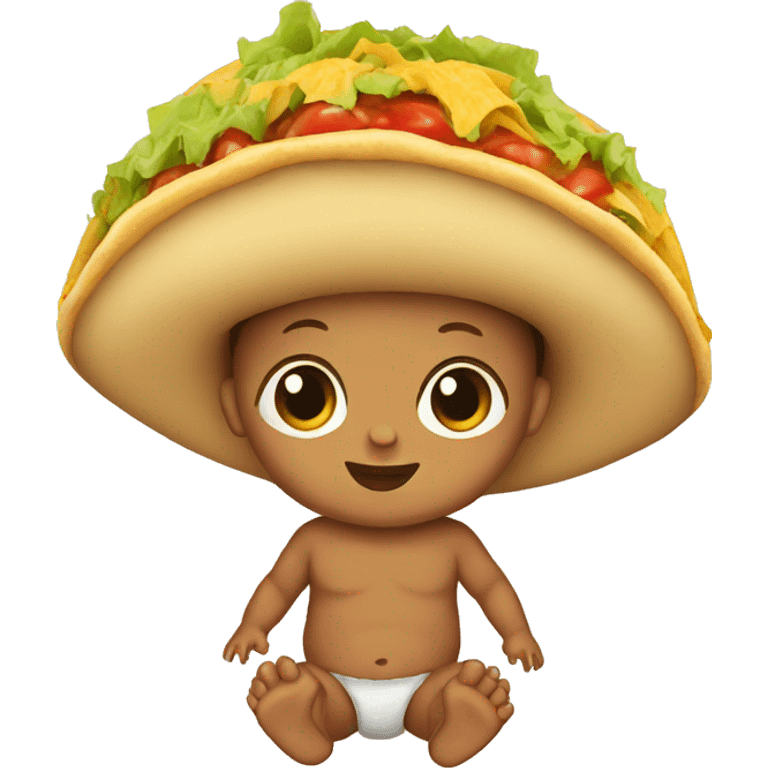 Baby with a giant taco emoji