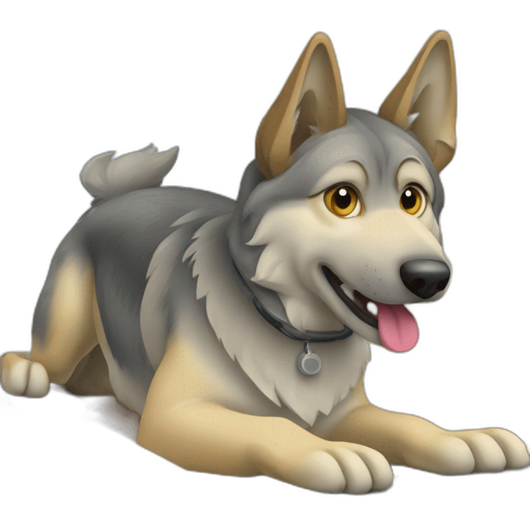 Czechoslovakian wolfdog working on a computer   emoji