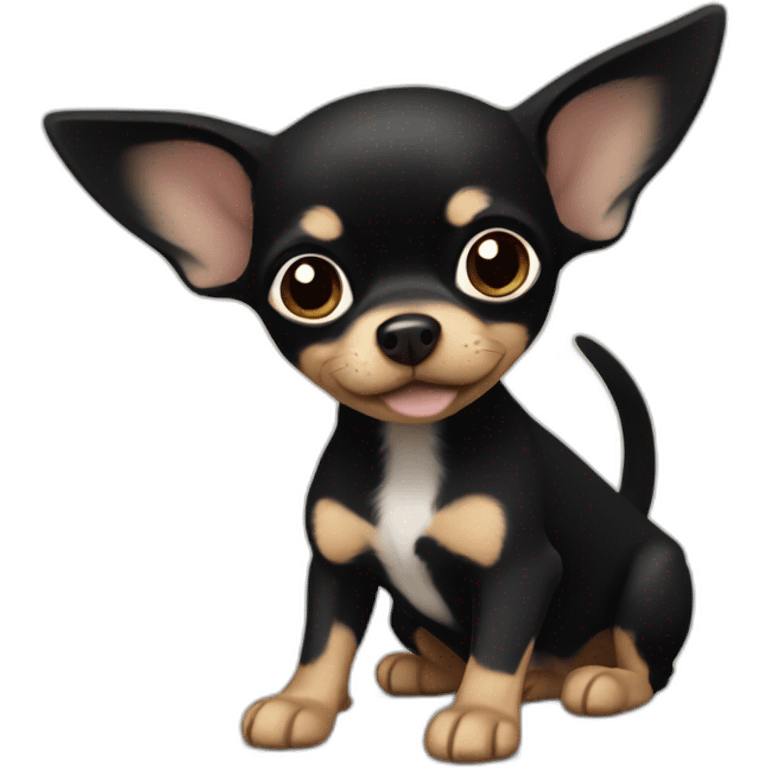 Black chihuahua with beige paws emoji