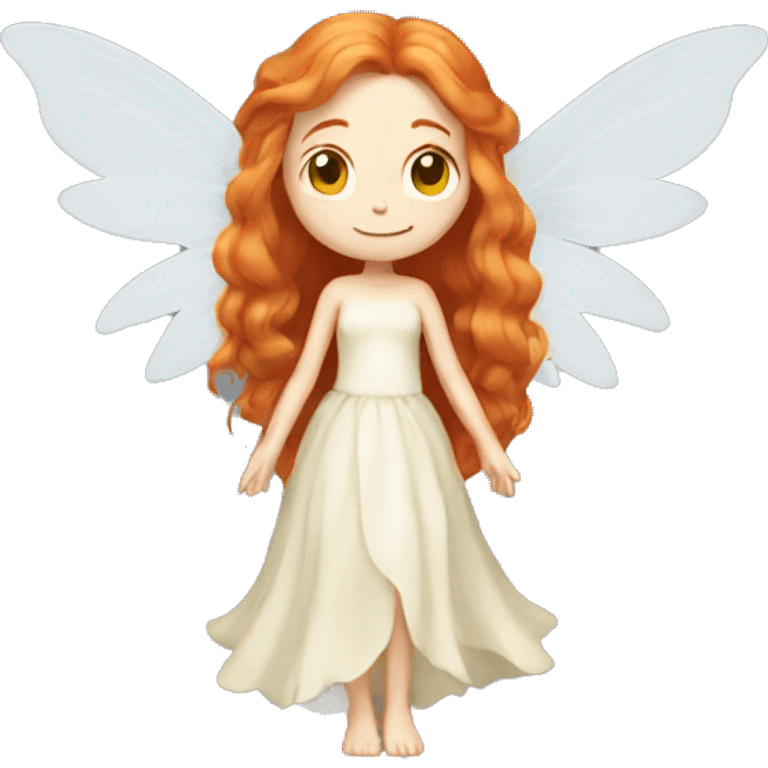 a white skin fairy, long ginger hair and wings emoji