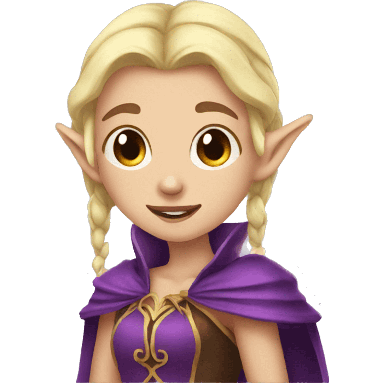 Noble female Elf with Elf ears and blonde hair and purple robes crying emoji