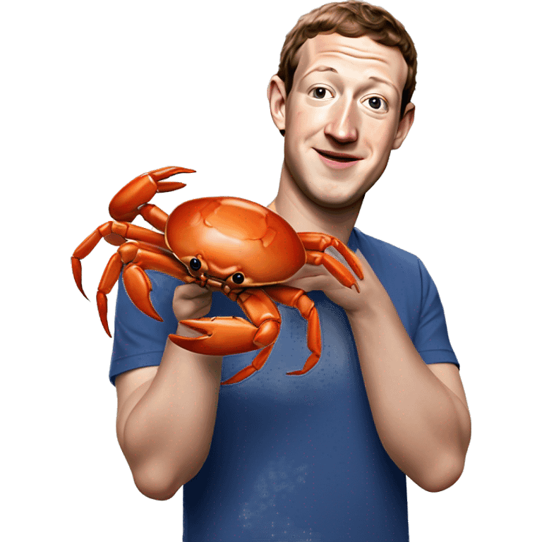 mark zuckerberg holding a crab emoji