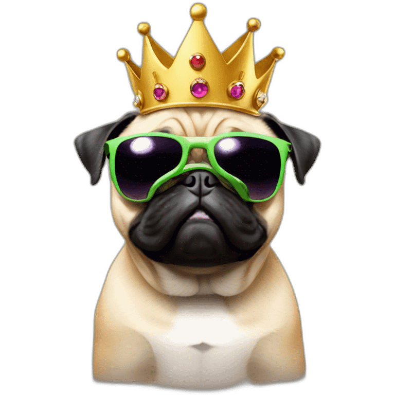 Pug fitness body with sunglass and crown emoji