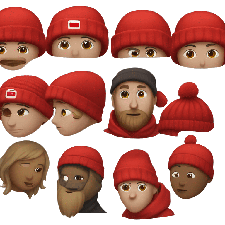 Supreme red Beanie, no human face at all, and no writing at all on the beanie, just the red beanie alone emoji