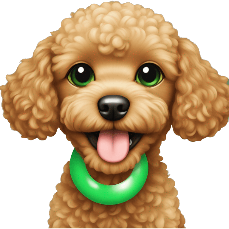 toy poodle puppy orange with green ball in mouth emoji