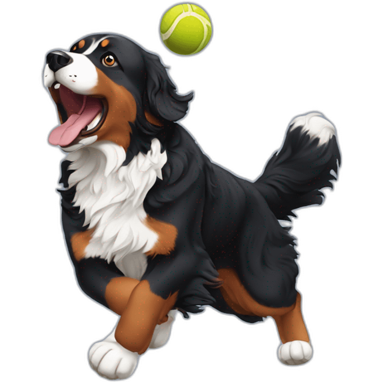 Bernese Mountain Dog catching ball emoji