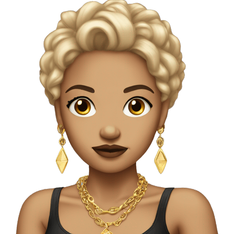 Light skinned baddie girl with gold jewellery  emoji