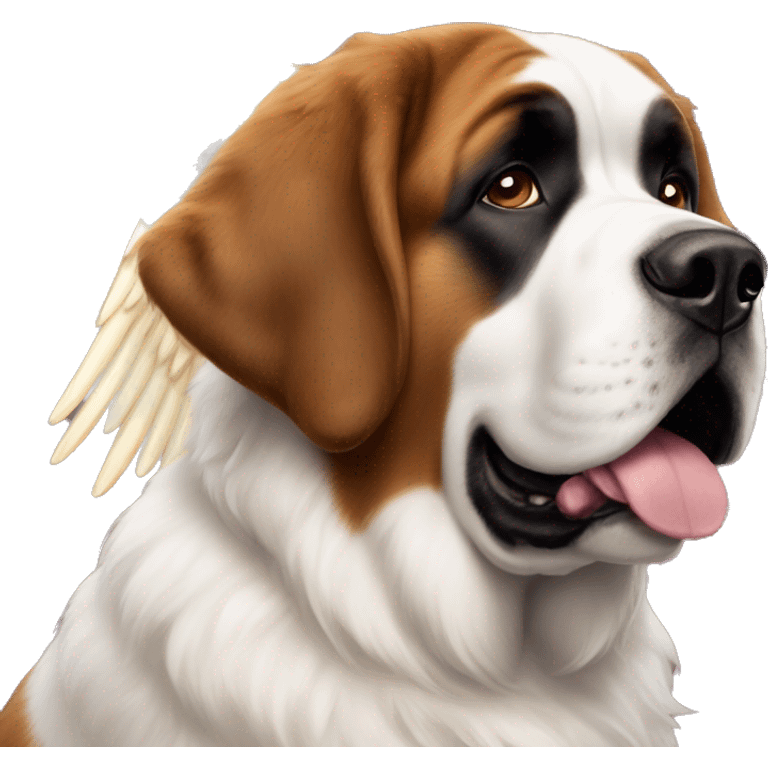 Saint Bernard with angel's halo emoji