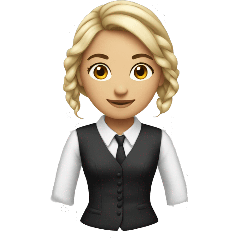 Girl wearing formals dress long hair tied up  emoji