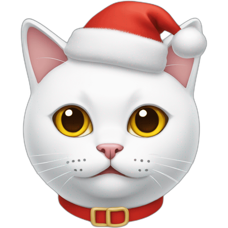 white cat with christmas hat emoji