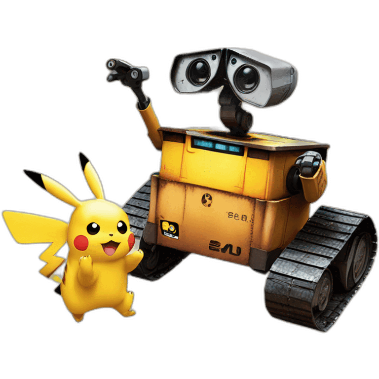 Wall-e runs over pikachu emoji